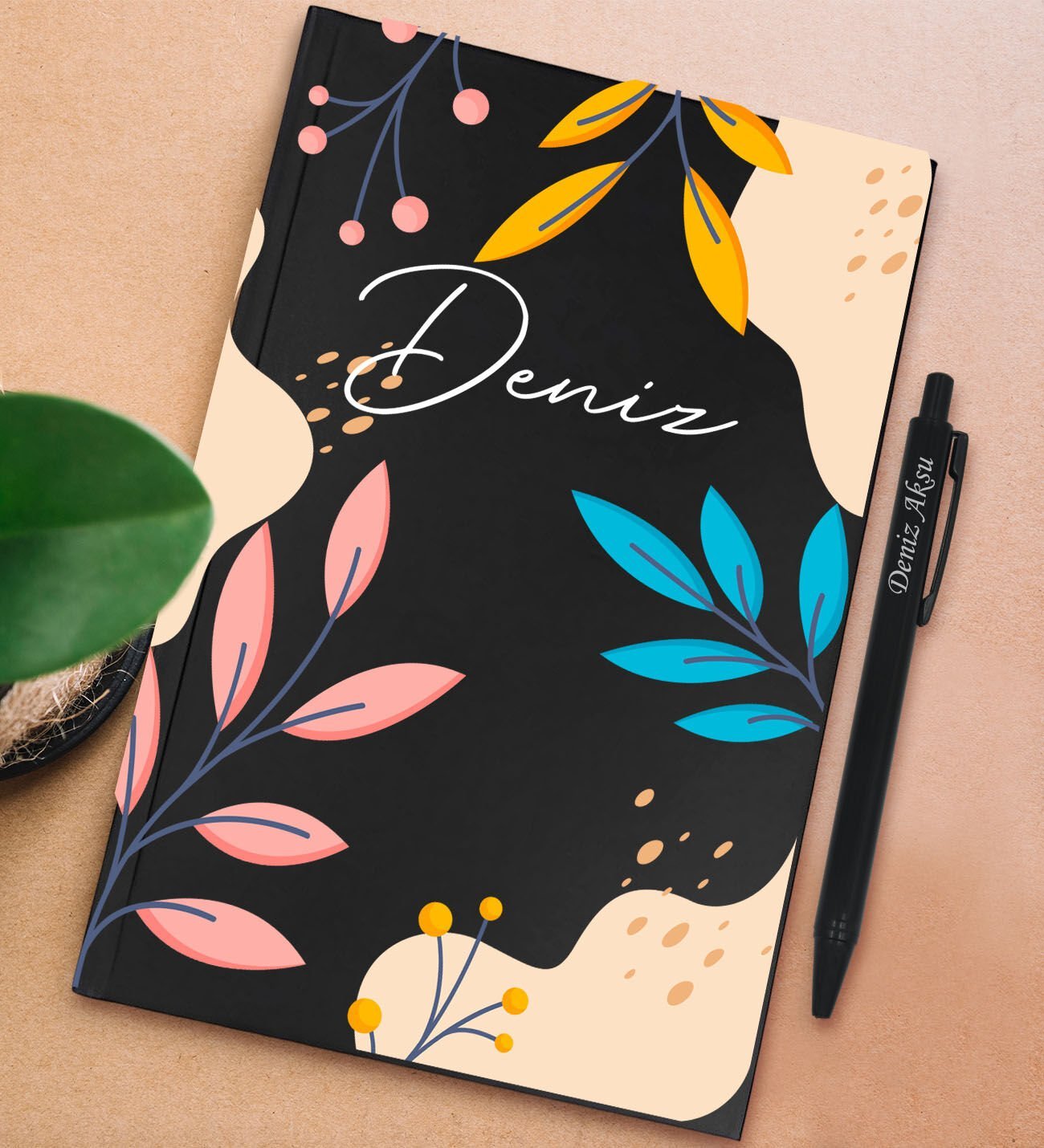 BK Gift Kişiye Özel İsimli Siyah Sert Kapaklı Defter ve Tükenmez Kalem Seti, Arkadaşa Hediye, Yeni İş Hediyesi, Doğum Günü Hediyesi-10
