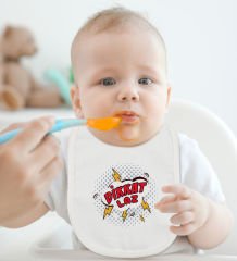 BK Kids Dikkat Laz Tasarımlı Beyaz Bebek Body Zıbın ve Mama Önlüğü Hediye Seti-1