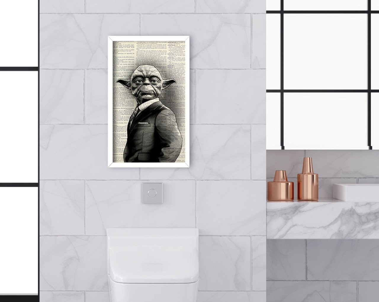BK Home Banyo Tuvalet Dekoratif Ahşap Beyaz Çerçeveli Tablo-5
