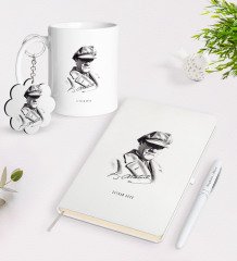 Kişiye Özel Atatürk Temalı Kupa Anahtarlık Beyaz Defter Kalem Hediye Seti-17