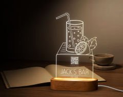BK Gift Restoran & Cafe & Barlara Özel Led Lamba QR Kod Menü, Işıklı QR Menü, QR Kodlu Masa Dekoru, Işıklı Pleksi Biblo-21