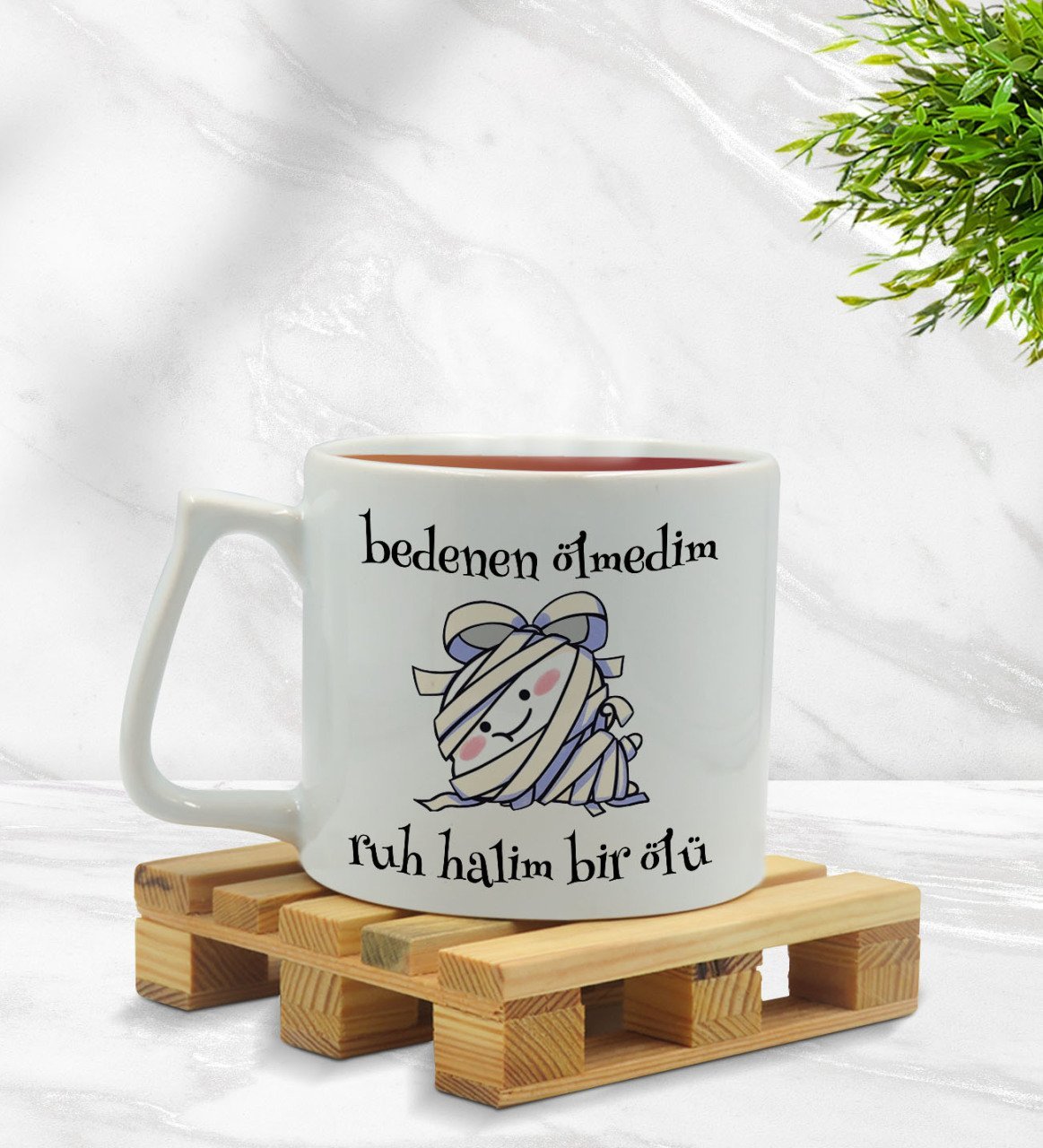 Bk Gift Ruh Halim Bir Ölü Tasarımlı Middle Beyaz Kupa Bardak