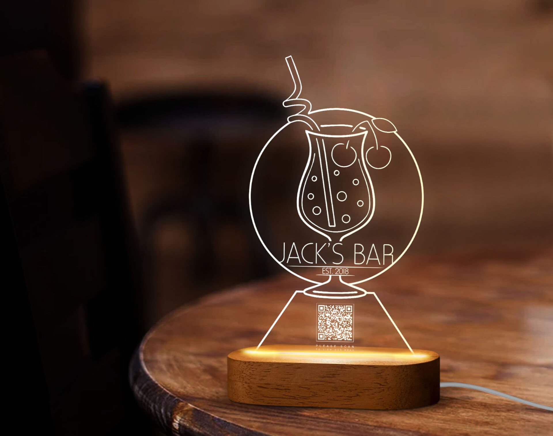 BK Gift Restoran & Cafe & Barlara Özel Led Lamba QR Kod Menü, Işıklı QR Menü, QR Kodlu Masa Dekoru, Işıklı Pleksi Biblo-22