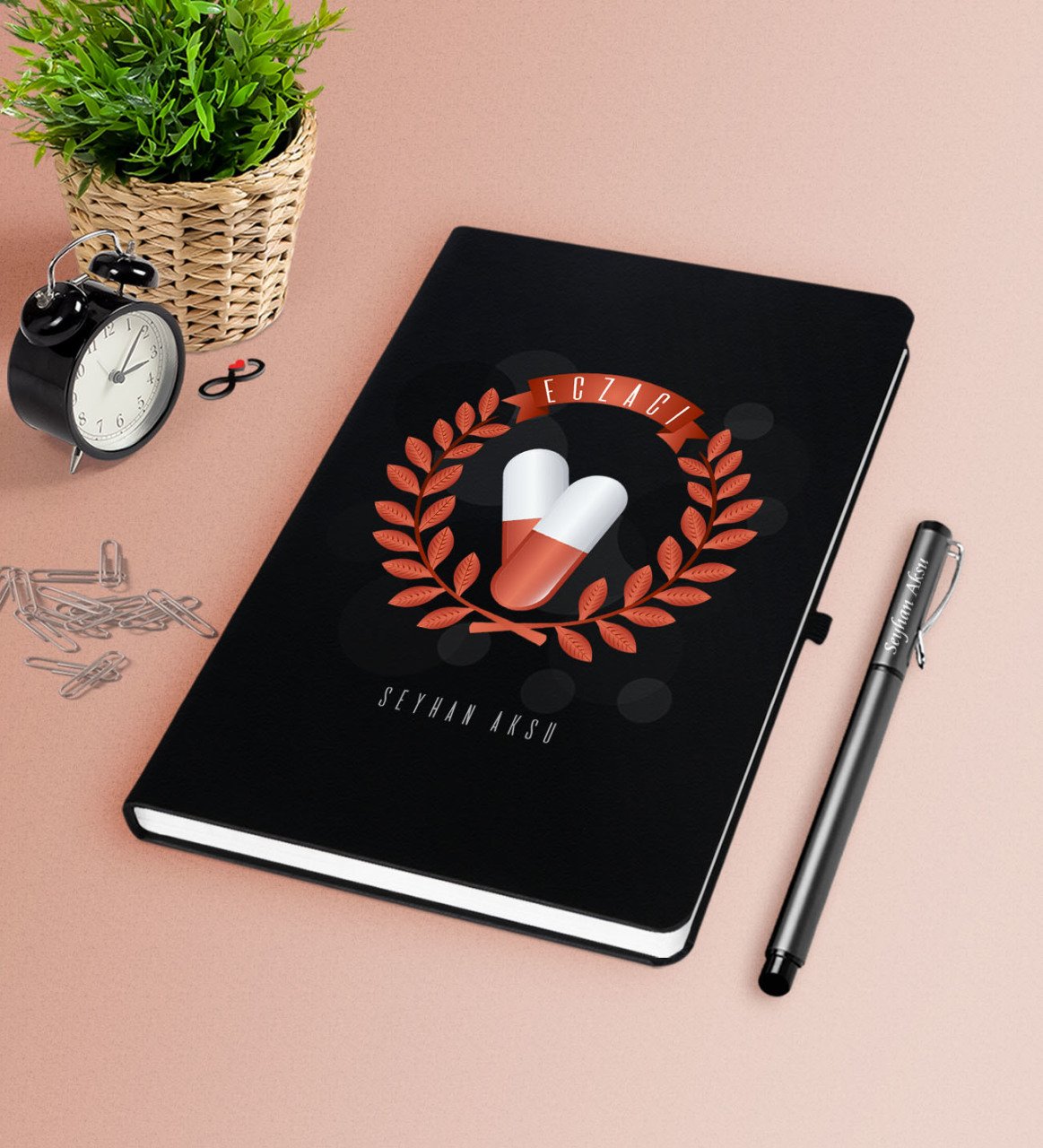 Kişiye Özel Eczacı Siyah Defter Kalem Seti-9