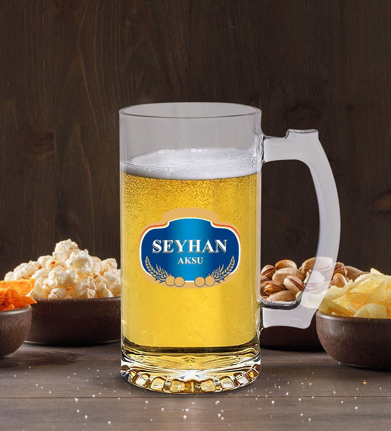 Kişiye Özel Bira Logolu Buzlu Cam Bira Bardağı 50cl-2