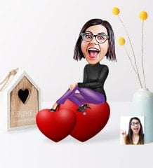 Kişiye Özel Bayan Karikatür Ahşap Biblo - 2