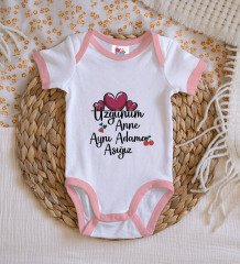 BK Kids Aynı Adama Aşığız Tasarımlı Pembe Bebek Body Zıbın-1