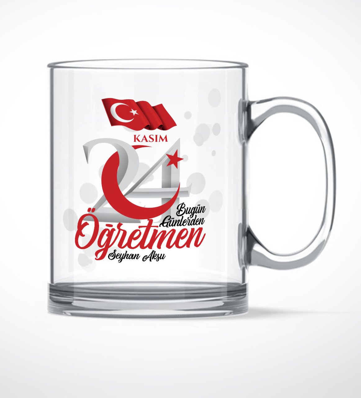 Kişiye Özel Bugün Günlerden Öğretmen Cam Kupa Bardak - 2