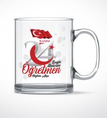 Kişiye Özel Bugün Günlerden Öğretmen Cam Kupa Bardak - 2