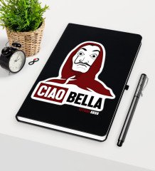 Kişiye Özel La Casa De Papel Siyah Defter Kalem Seti - 17