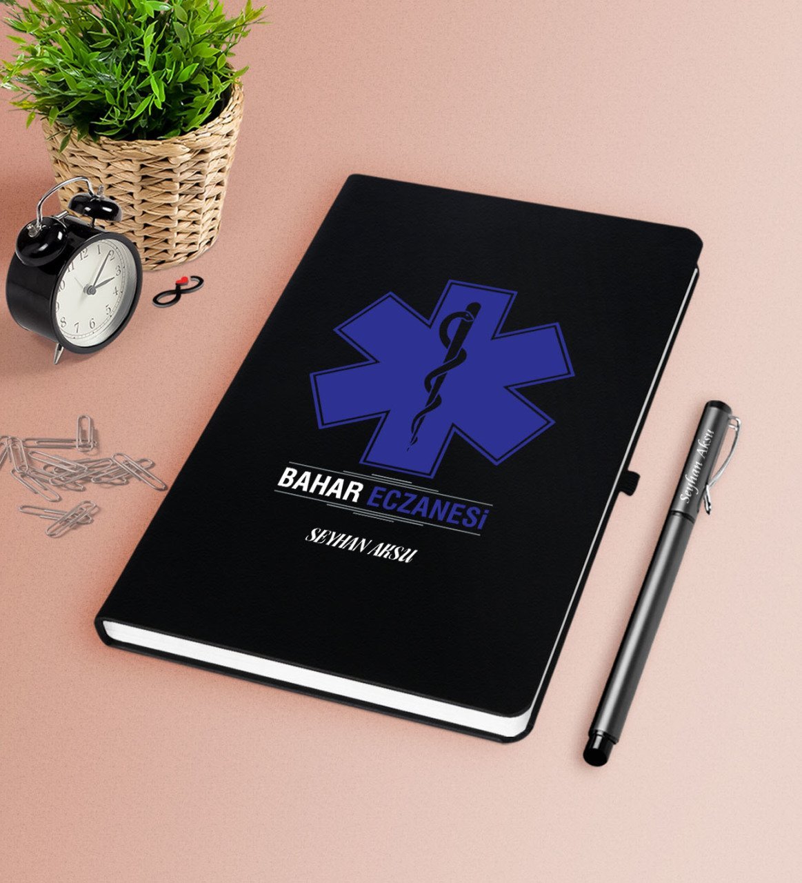Kişiye Özel Eczane Siyah Defter Kalem Seti-2