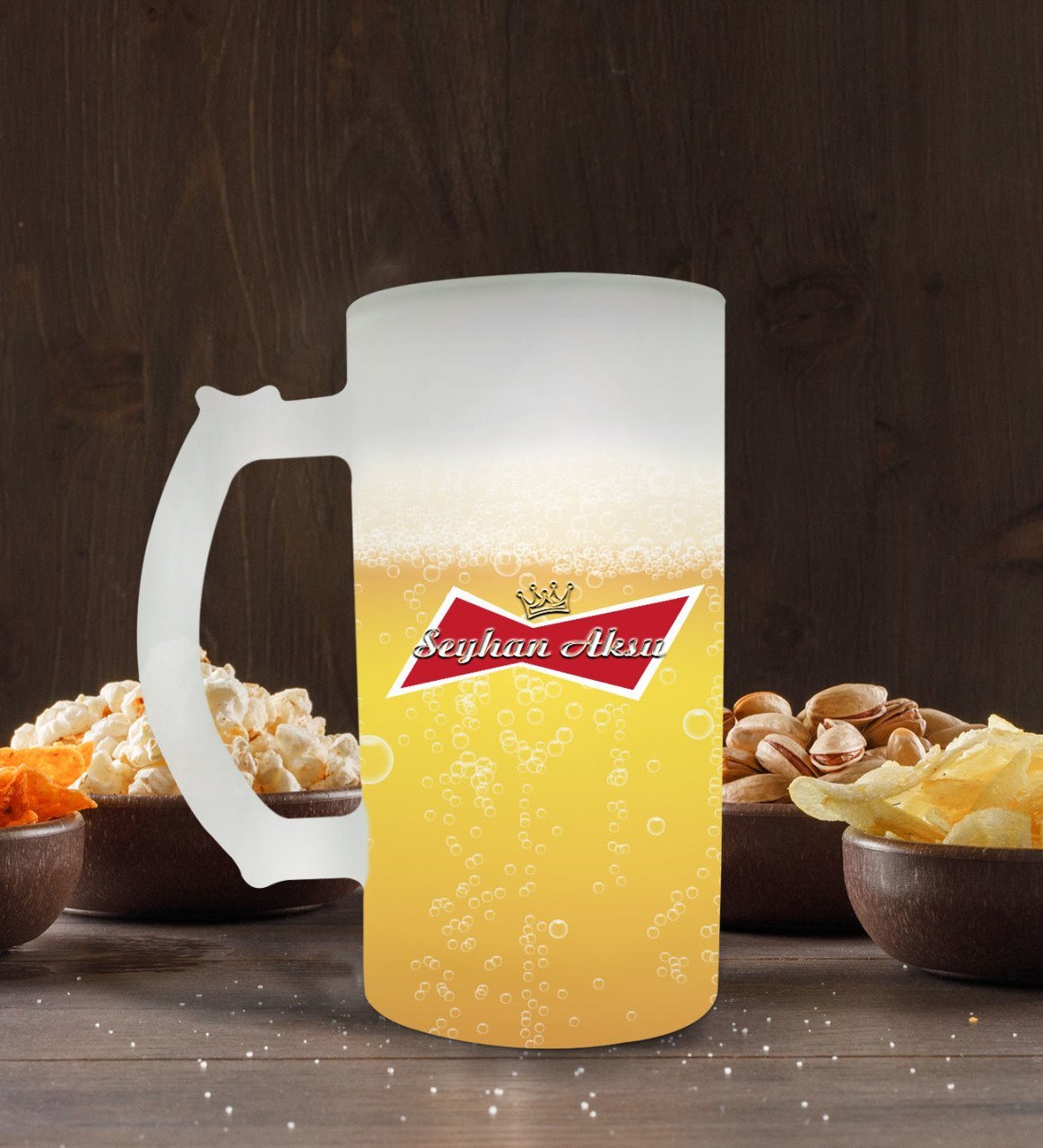 Kişiye Özel Bira Logolu Buzlu Cam Bira Bardağı 50cl-4