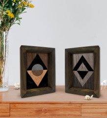 Bk Gift Dekoratif 2'li Doğal Masif Ahşap Çerçeve 15x20cm-64