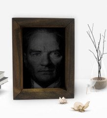BK Gift Atatürk Tasarımlı Dekoratif Doğal Masif Ahşap Çerçeve 15x20cm-6
