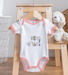 BK Kids Hey You Tasarımlı Pembe Bebek Body Zıbın-1