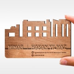 Kişiye Özel Mesleki Mimar Ahşap Kartvizit (Model 1-2) 50 ADET