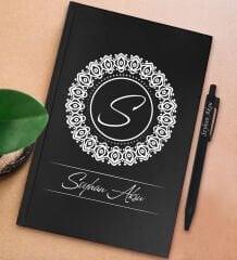 BK Gift Kişiye Özel İsimli Siyah Sert Kapaklı Defter ve Tükenmez Kalem Seti, Arkadaşa Hediye, Yeni İş Hediyesi, Doğum Günü Hediyesi-15