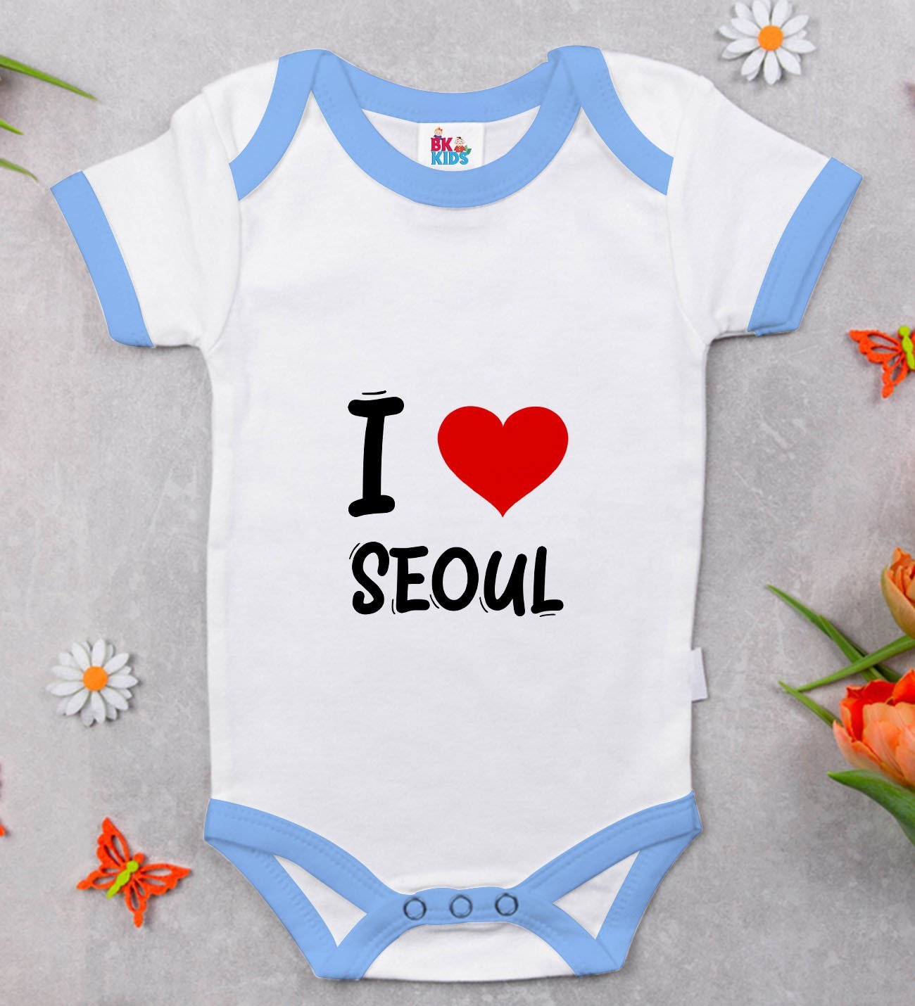 Seoul Tasarımlı Mavi Bebek Body Zıbın - Model 1