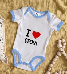 Seoul Tasarımlı Mavi Bebek Body Zıbın - Model 1
