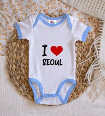 Seoul Tasarımlı Mavi Bebek Body Zıbın - Model 1