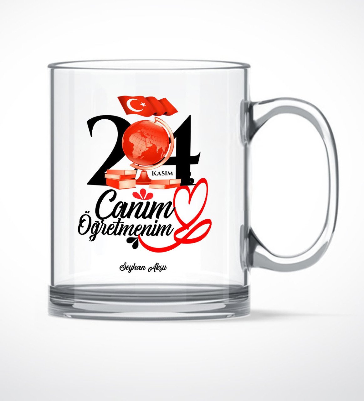 Kişiye Özel Canım Öğretmenim Cam Kupa Bardak - 2