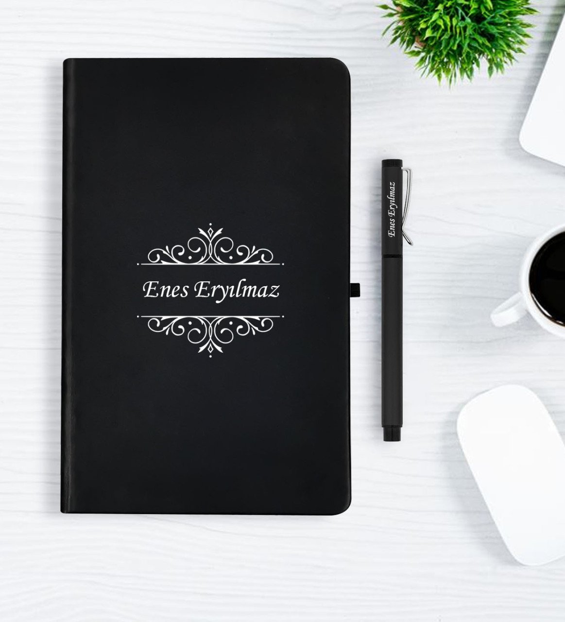 Kişiye Özel Siyah Defter Kalem Hediye Seti