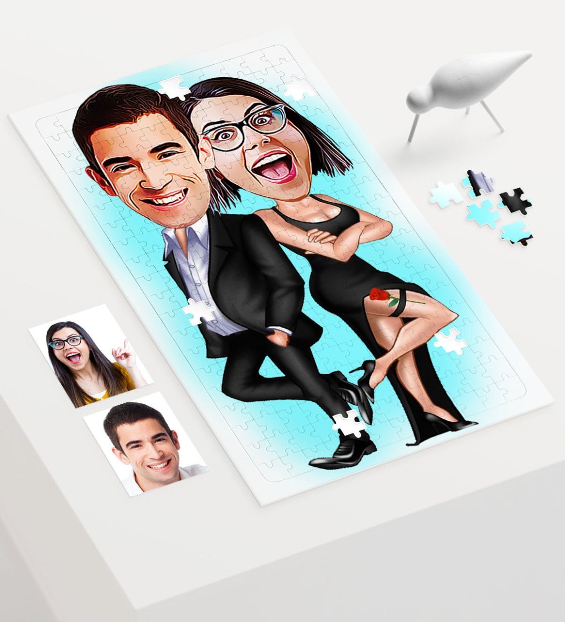Kişiye Özel Sevgililer Karikatür 240 Parça A3 Puzzle - 6