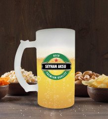 Kişiye Özel Bira Logolu Buzlu Cam Bira Bardağı 50cl-6
