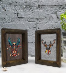 Bk Gift Dekoratif 2'li Doğal Masif Ahşap Çerçeve 15x20cm-66