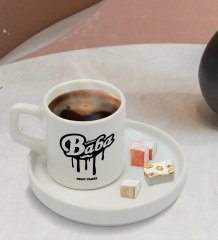 Kişiye Özel Sunum Tabaklı Kahraman Babam Tasarımlı Türk Kahvesi Fincanı Model 1