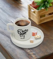 Kişiye Özel Sunum Tabaklı Kahraman Babam Tasarımlı Türk Kahvesi Fincanı Model 1