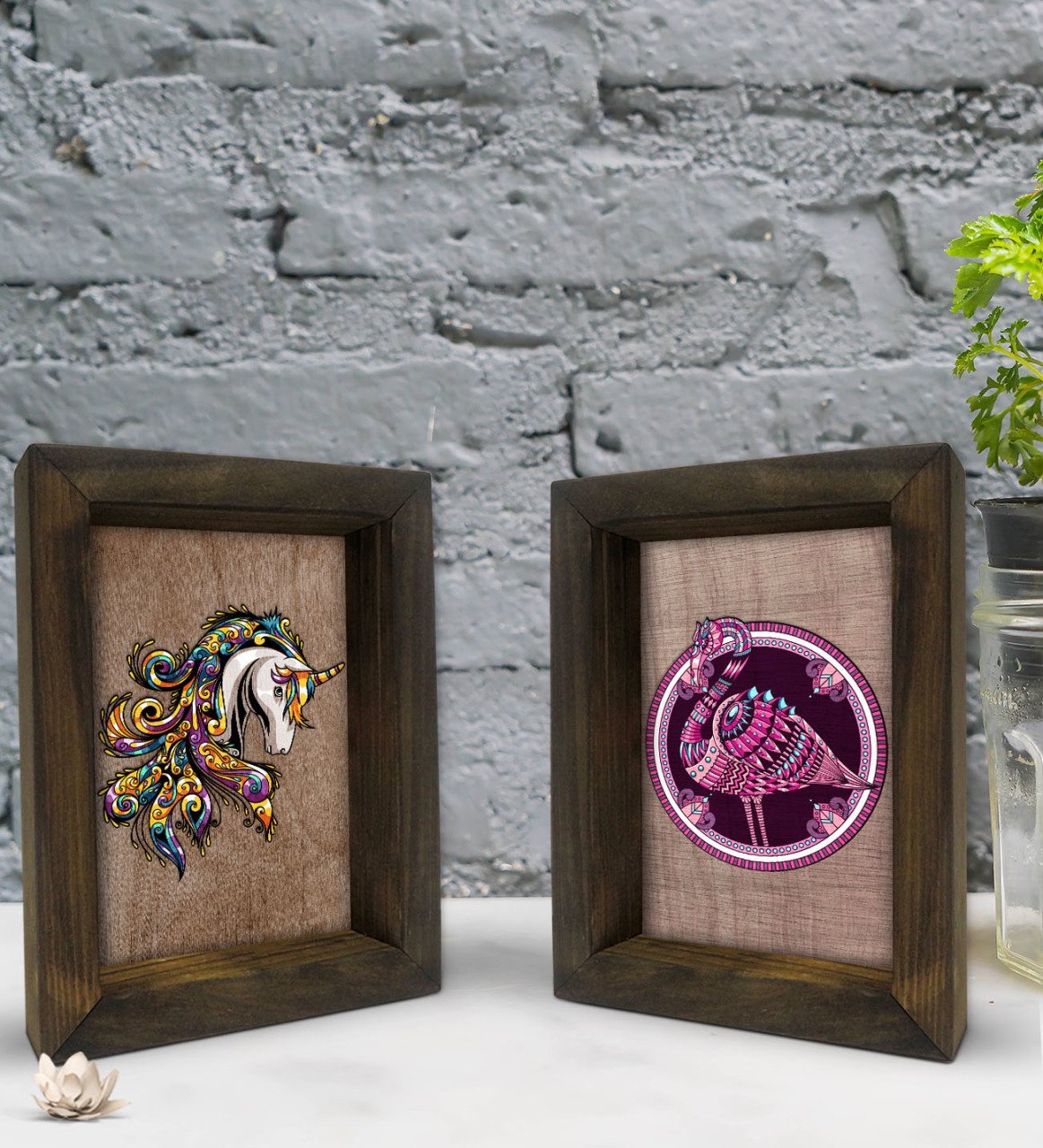 Bk Gift Dekoratif 2'li Doğal Masif Ahşap Çerçeve 15x20cm-67