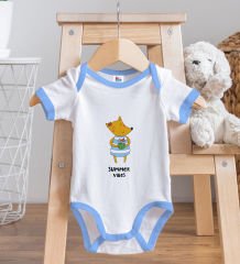 BK Kids Summer Vibes Tasarımlı Mavi Bebek Body Zıbın ve Mama Önlüğü Hediye Seti-1