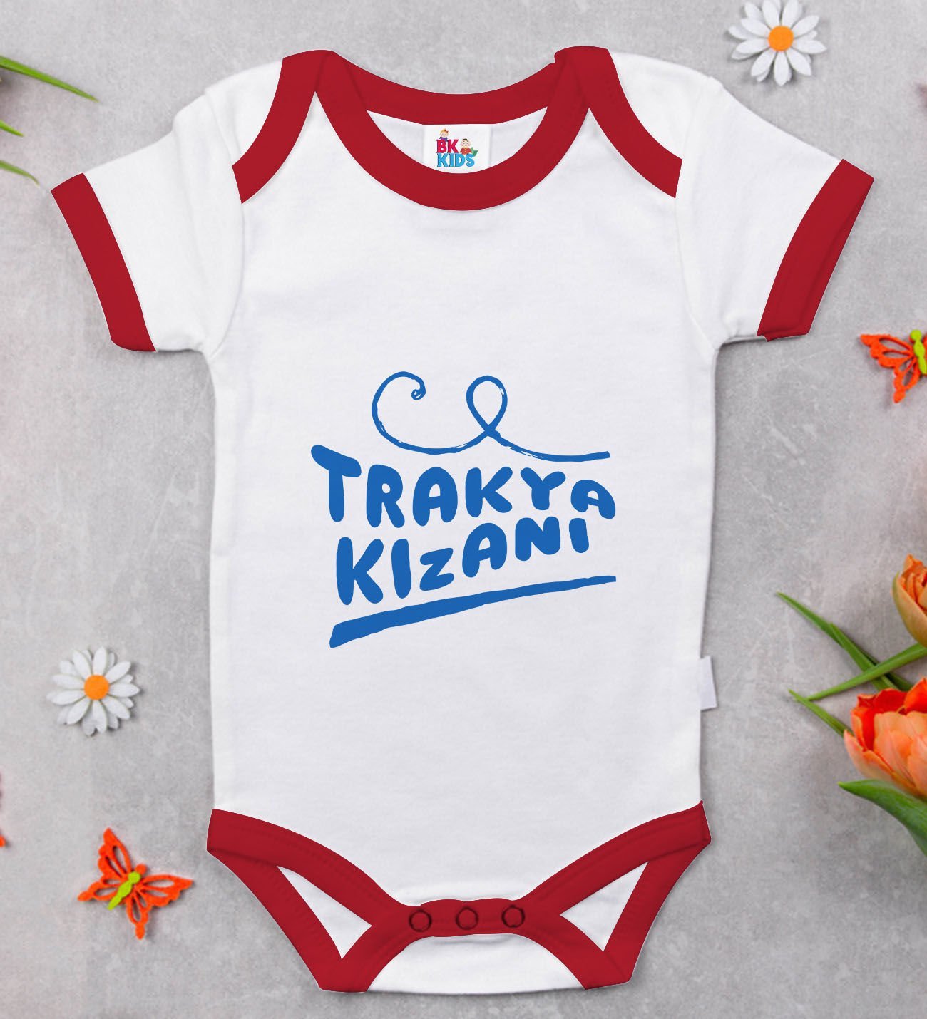 BK Kids Trakya Kızanı Tasarımlı Kırmızı Bebek Body Zıbın-1