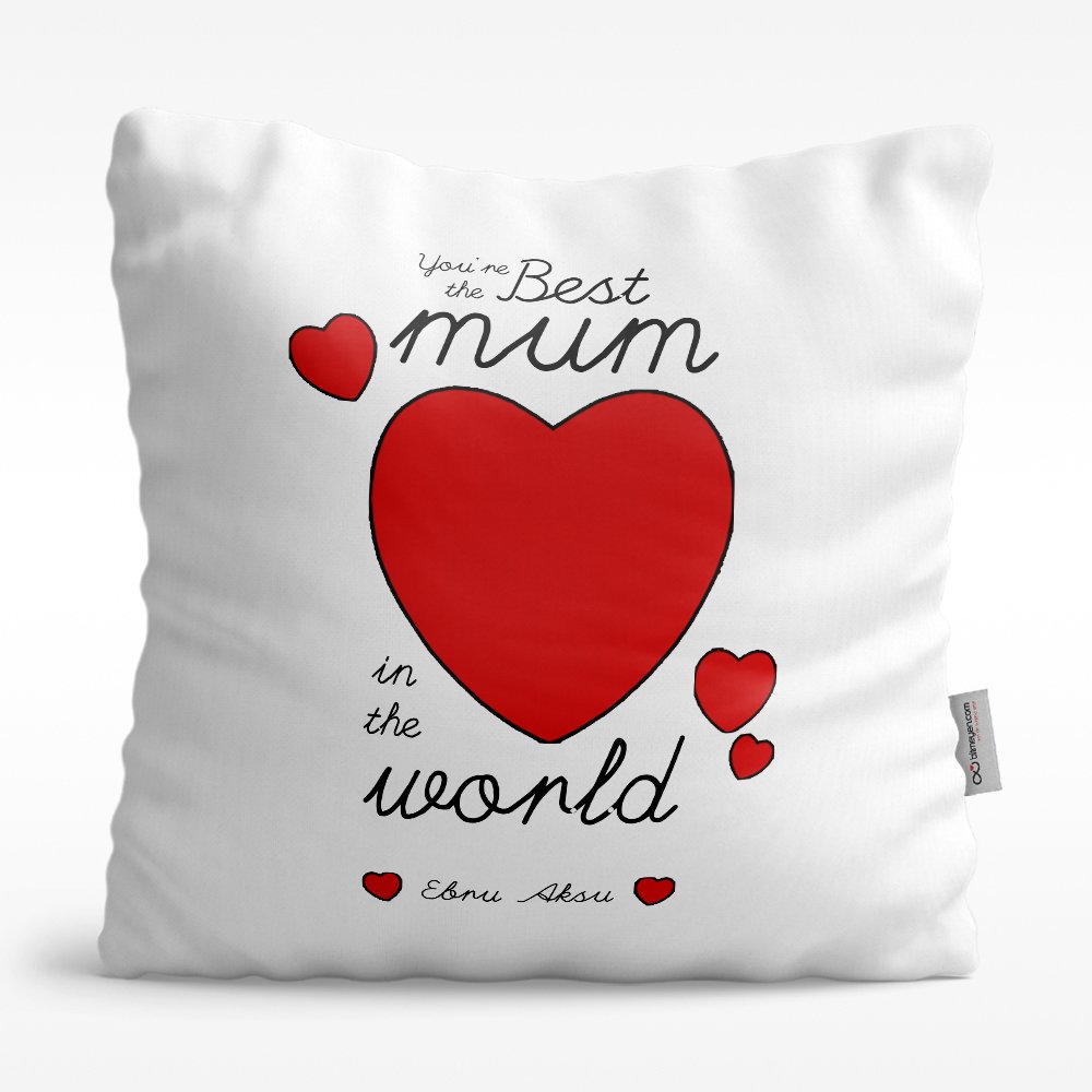 Kişiye Özel Dünyanın En İyi Annesi Tasarımlı Beyaz Saten Yastık - 13