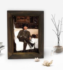 BK Gift Atatürk Temalı Dekoratif Doğal Masif Ahşap Çerçeve 15x20cm-42