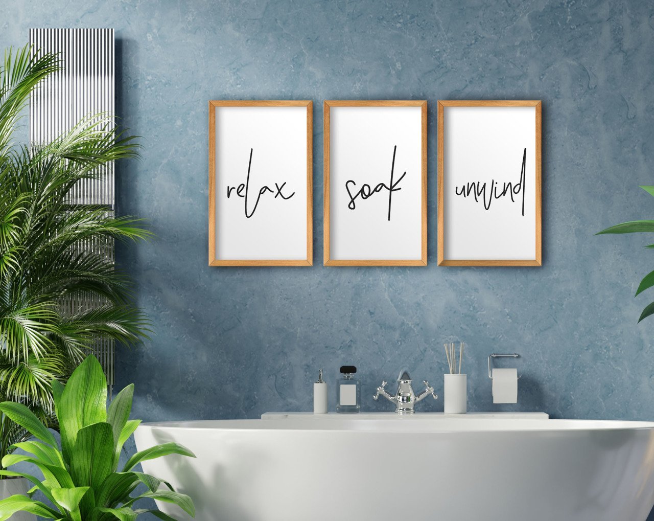 BK Home Banyo 3'lü El Yapımı Ahşap Çerçeveli Tablo-7