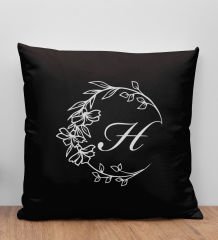 BK Gift Kişiye Özel Harfli Premium Kumaş Siyah Kırlent Yastık-4, Arkadaşa Hediye, Ev Hediyesi, Doğum Günü Hediyesi