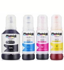 EPSON 112 ECOTANK PHOTOINK 4 RENK SET PIGMENT MÜREKKEP L6580 L15180 L6570 M15140 L6550 L6490 L6460 L15160 L15150 L11160