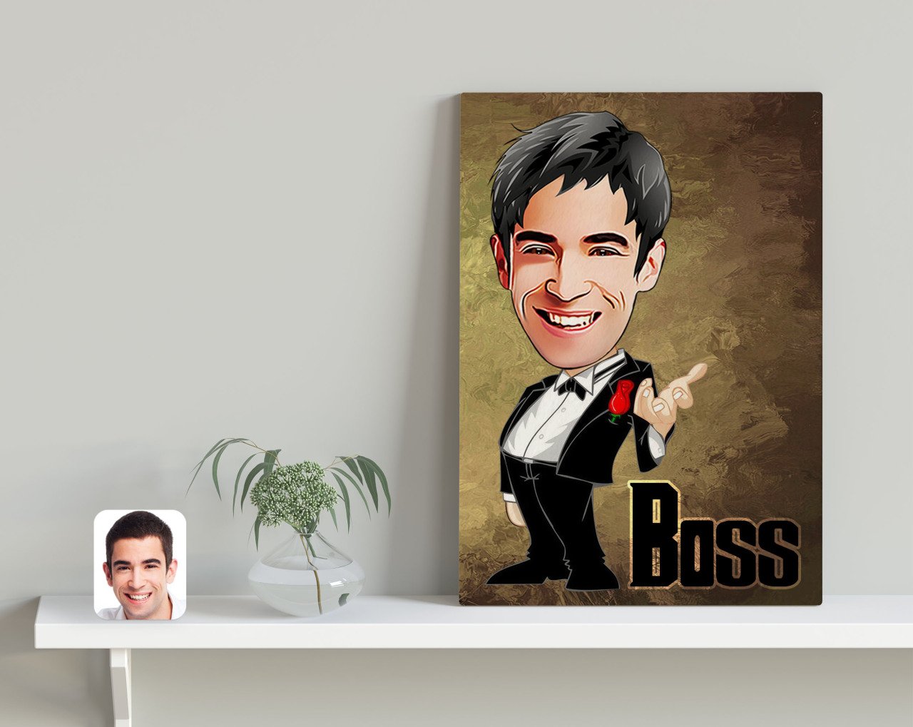 Kişiye Özel Boss Karikatürlü Kanvas Tablo 30x50cm-1