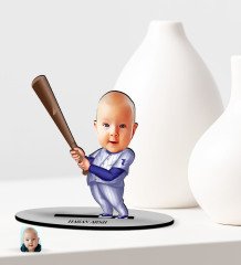 Kişiye Özel Bebek Karikatürlü Ahşap Biblo Model-8
