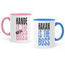 Kişiye Özel İkili Pembe & Mavi Sevgili Kupa Bardak Seti - 2