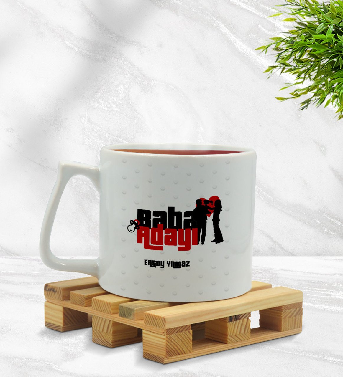 Kişiye Özel Baba Adayı Tasarımlı Middle Beyaz Kupa Bardak Model 4