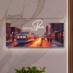 BK Gift Kişiye Özel Manzara Tasarımlı Akrilik Bar Tabelası(38x19cm)-25, Home Bar Tabela, Duvar Dekoru