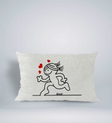 Kişiye Özel İsimli Aşık Çöp Kadın Tasarımlı Dikdörtgen Araç Koltuk Yastığı-1