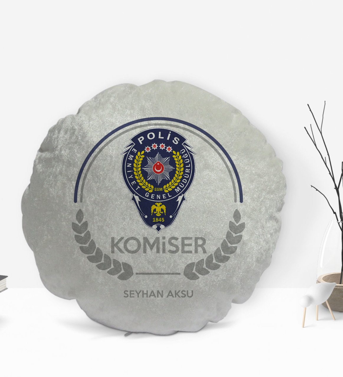 Kişiye Özel İsimli Komiser Tasarımlı Dekoratif Kırlent Yastık-2