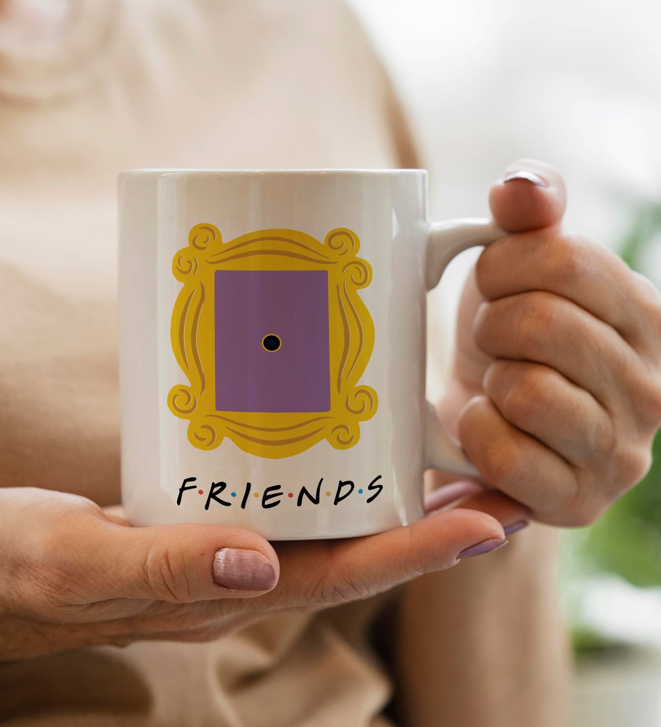 BK Gift Friends Kapı Çerçevesi Tasarımlı Beyaz Kupa Bardak - Model 1