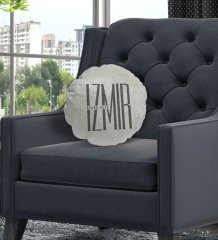 Kişiye Özel İsimli İzmir Tasarımlı Yuvarlak Dekoratif Kırlent Yastık-1