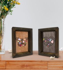 Bk Gift Dekoratif 2'li Doğal Masif Ahşap Çerçeve 15x20cm-73
