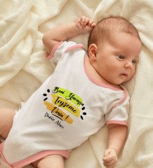 BK Kids Kişiye Özel Pembe Bebek Body Zıbın - Model 40